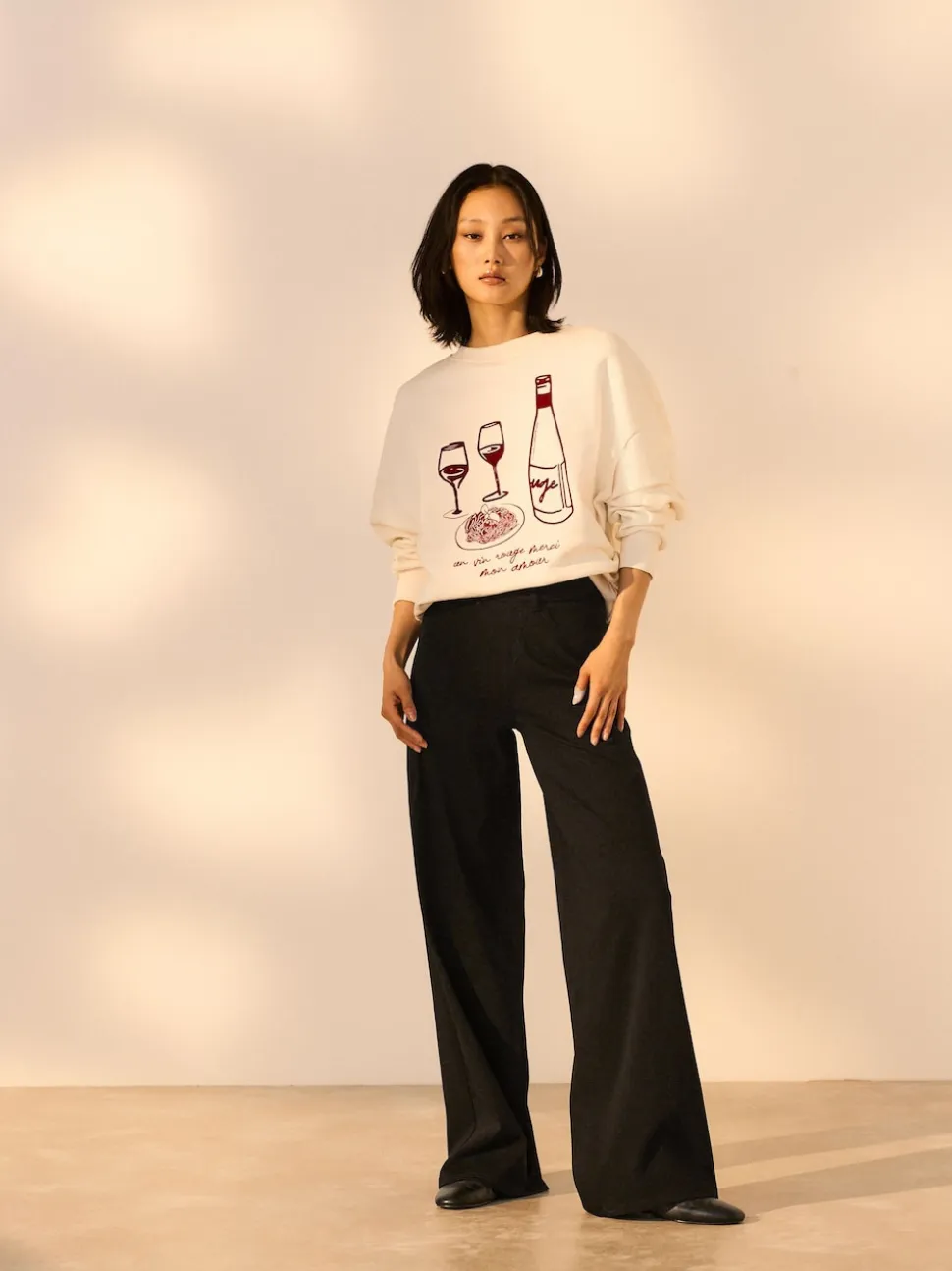 Black/Sage Green Jersey Denim Wide Leg Trousers 2 Pack