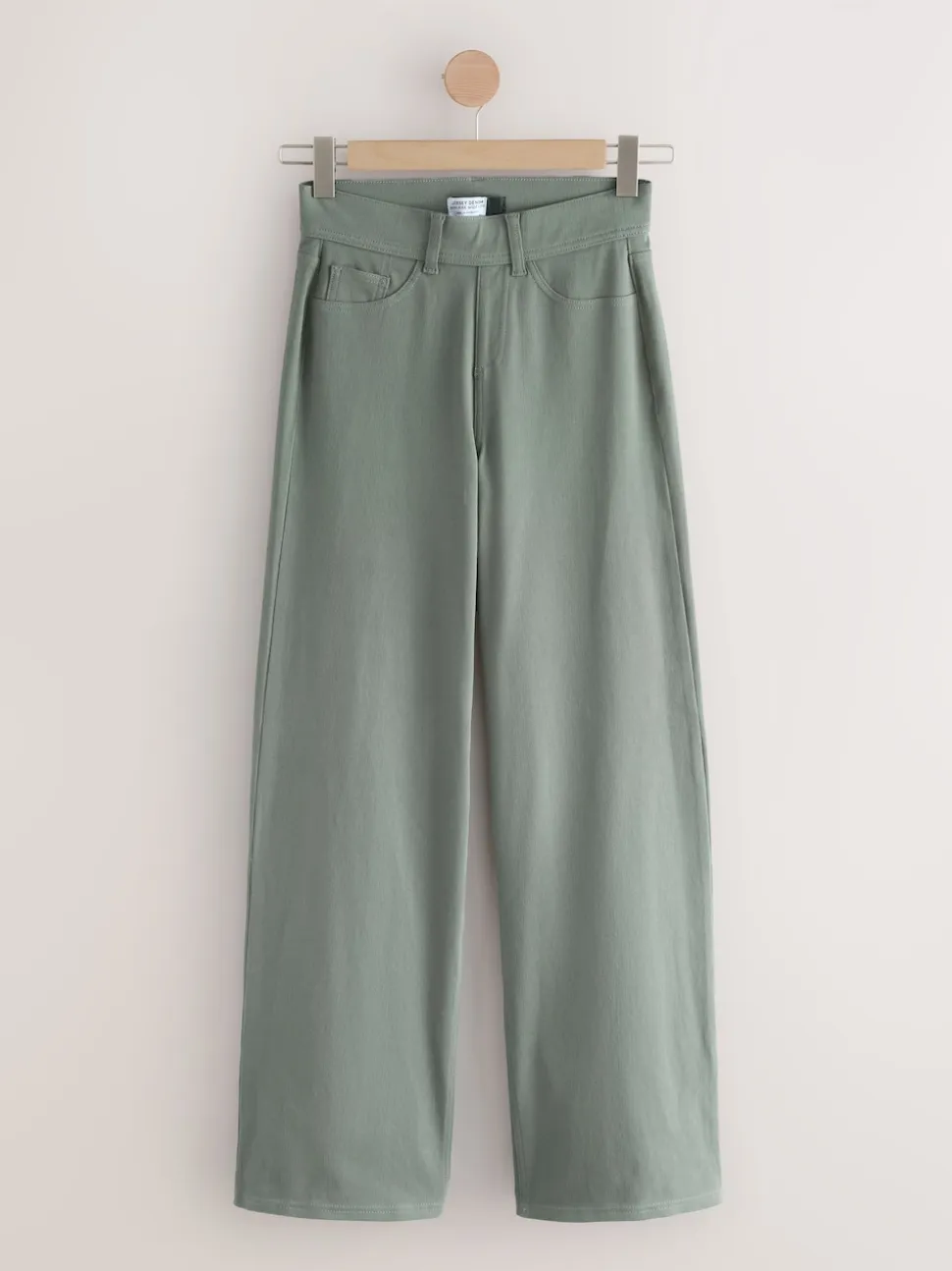 Black/Sage Green Jersey Denim Wide Leg Trousers 2 Pack