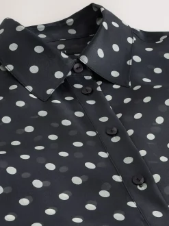 Black/Sage Polka Dot Sheer Long Sleeve Shirt