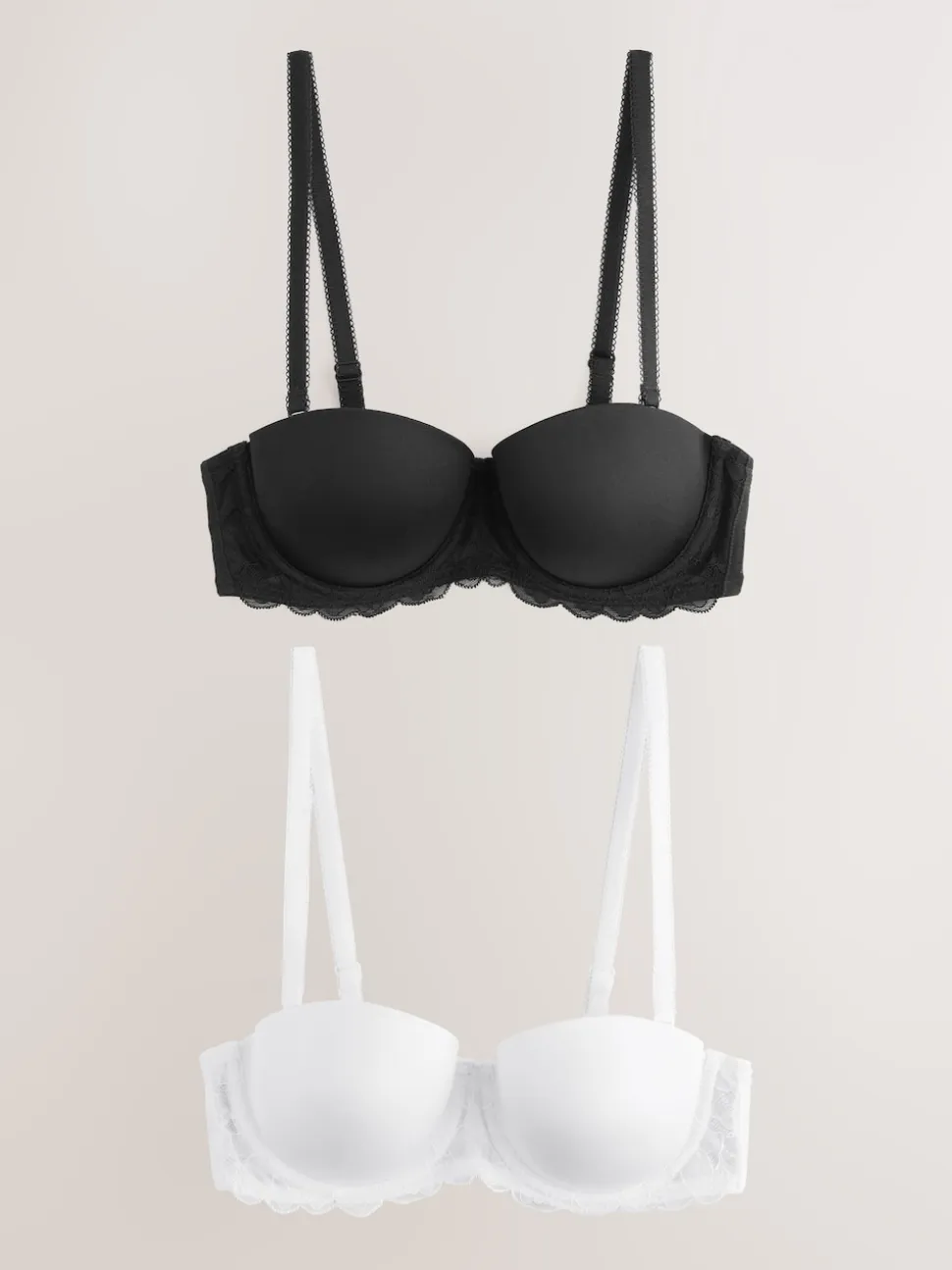 Black/White A-E Light Pad Strapless Multiway Bras 2 Pack