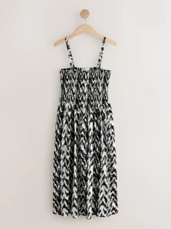 Black/White Bandeau Jersey Midi Dress