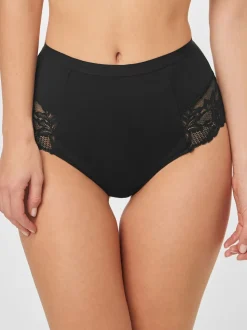 Black/White Cotton Tummy Control Shaping Thong Knickers 2 Pack