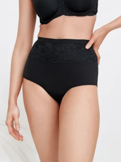 Black/White Cotton Tummy Control Shaping High Waist Knickers 2 Pack