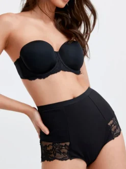 Black/White Cotton Tummy Control Shaping Lace Back Knickers 2 Pack