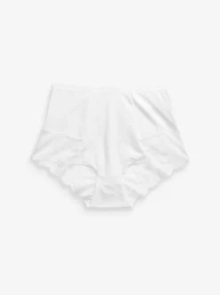 Black/White Cotton Tummy Control Shaping Lace Back Knickers 2 Pack