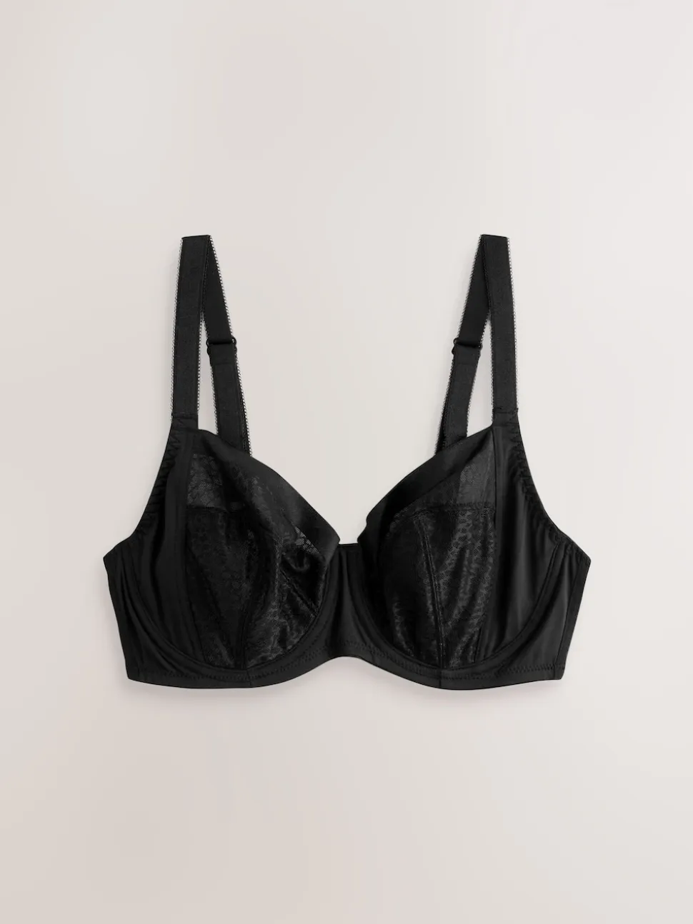 Black/White DD+ Non Pad Balcony Smoothing Animal Mesh Underwired With Side Support Bras 2 Pack