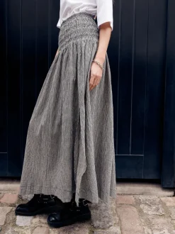 Black/White Drop Waist Gingham Maxi Skirt