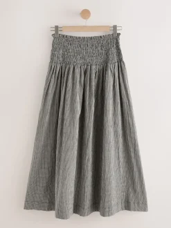 Black/White Drop Waist Gingham Maxi Skirt