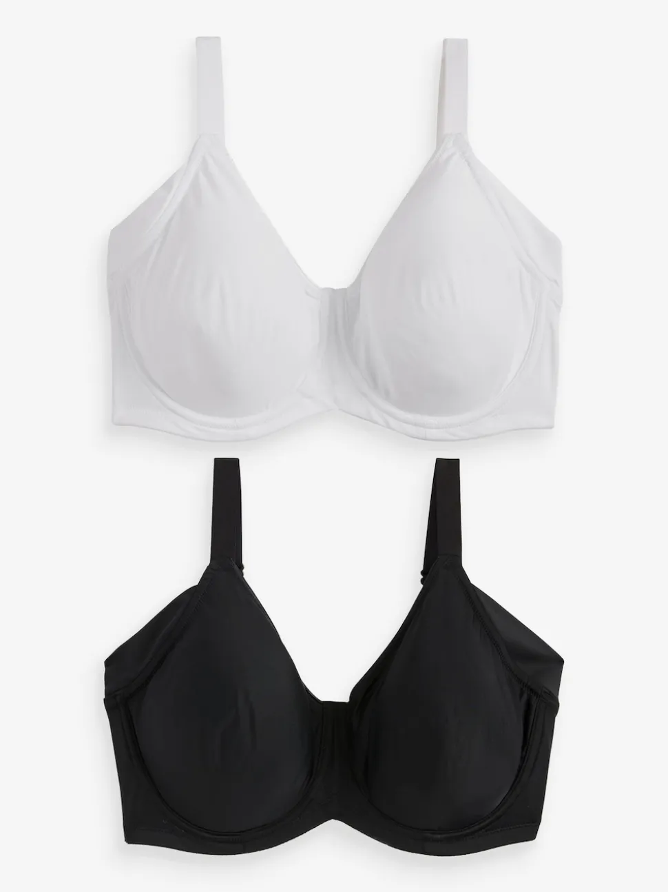Black/White F-K Cup Under Arm Smoothing Non Pad Wired Minimising Ultimate Comfort Bras 2 Pack