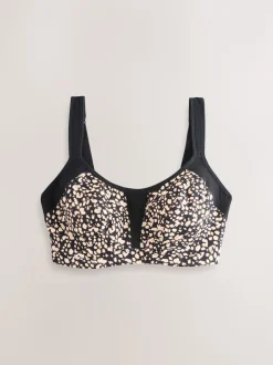 Black/White F-K Ultimate Support Cushioned Comfort Wired High Impact Sports Bra