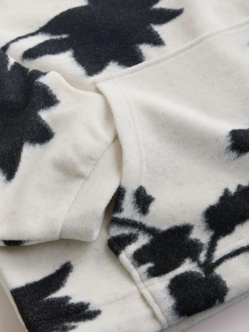 Black/White Floral Half Zip Fleece