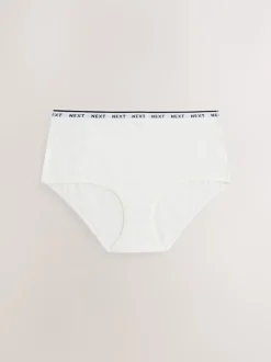 Black/White Floral Print Midi Cotton Logo Knickers 4 Pack