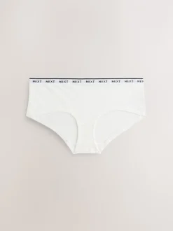 Black/White Floral Print Short Cotton Logo Knickers 4 Pack