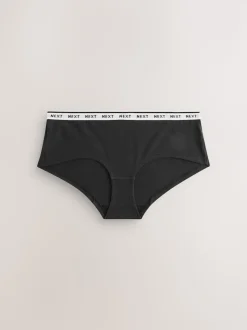 Black/White Floral Print Short Cotton Logo Knickers 4 Pack