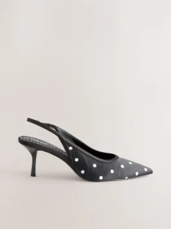 Black/White Forever Comfort® Polka Dot Point Slingback Heels