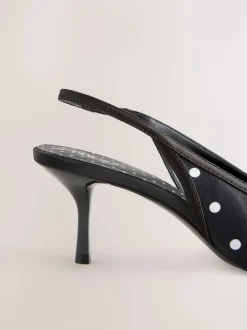Black/White Forever Comfort® Polka Dot Point Slingback Heels