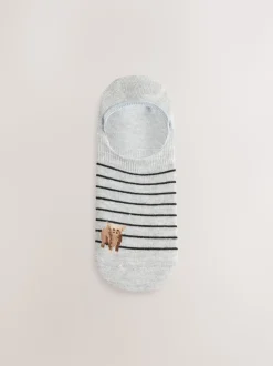 Black/White Hamish The Highland Cow Stripe Invisible Trainer Socks 4 Pack