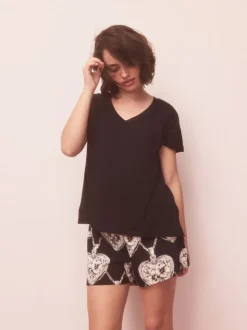 Black/White Heart Short Pyjamas Set