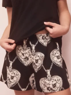 Black/White Heart Short Pyjamas Set