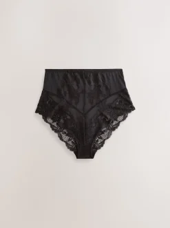 Black/White High Waist Lace Knickers 2 Pack