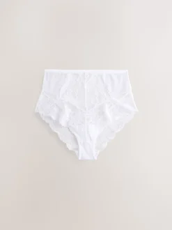 Black/White High Waist Lace Knickers 2 Pack