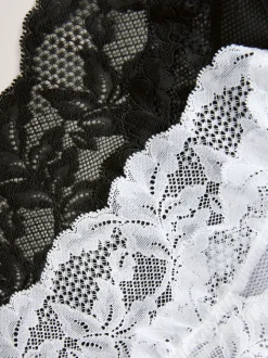 Black/White High Waist Lace Knickers 2 Pack
