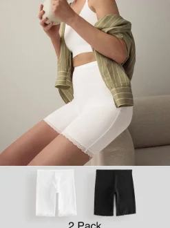 Black/White Menopause Friendly Cooling Thigh Smoothing Shorts 2 Pack