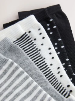Black/White Mix Print Ankle Socks 7 Pack