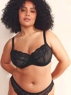 Black/White Non Pad Balcony DD+ Lace Bras 2 Pack