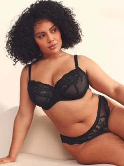 Black/White Non Pad Balcony DD+ Lace Bras 2 Pack