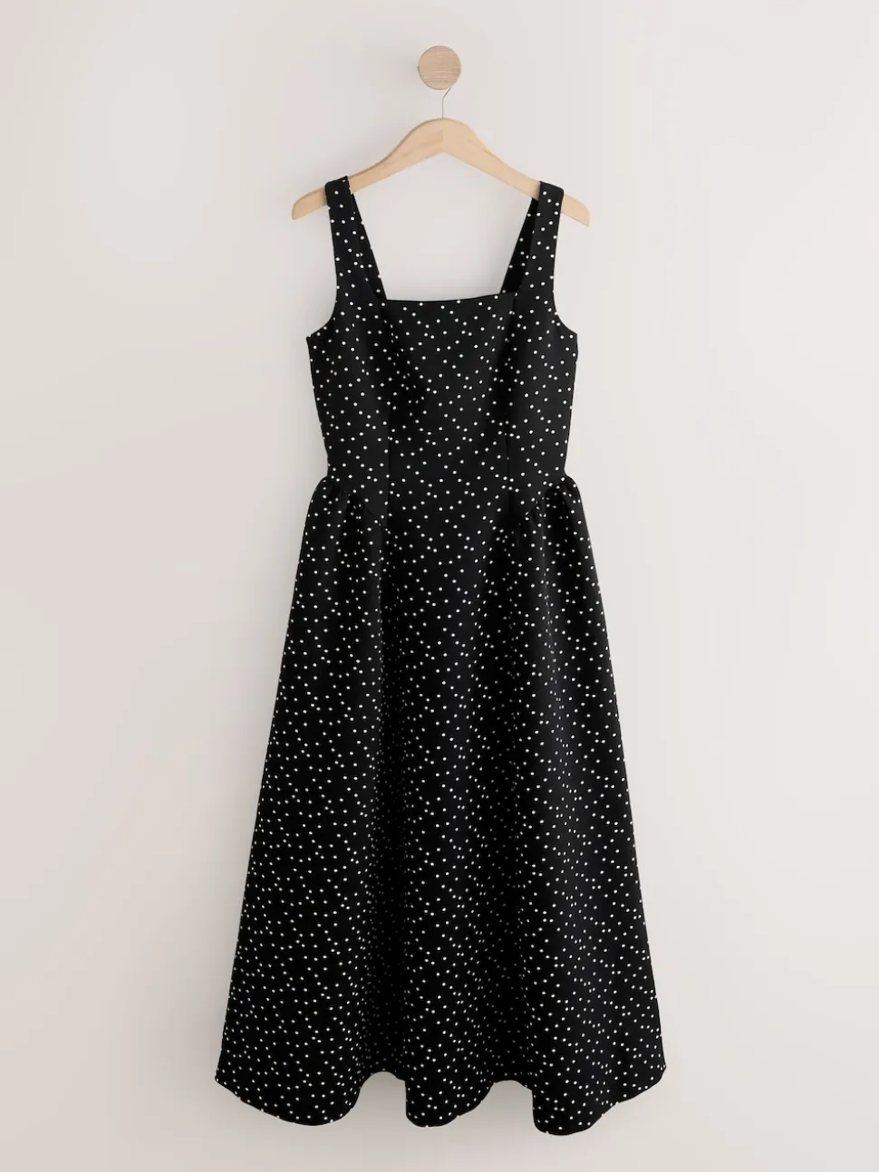 Black/White Polka Dot Occasion Cinched Waist Maxi Dress