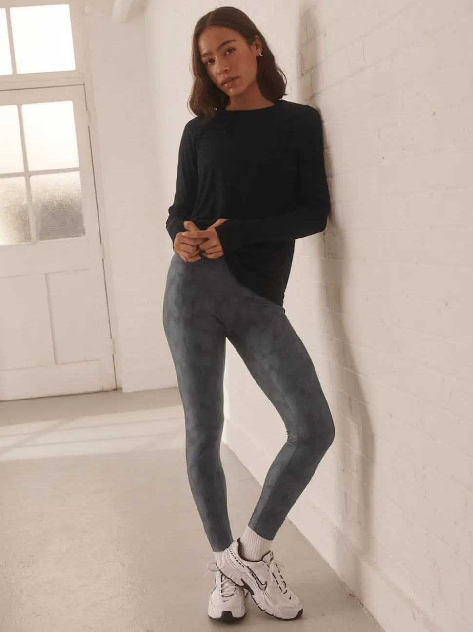 Black/White Power Active Sports Leggings