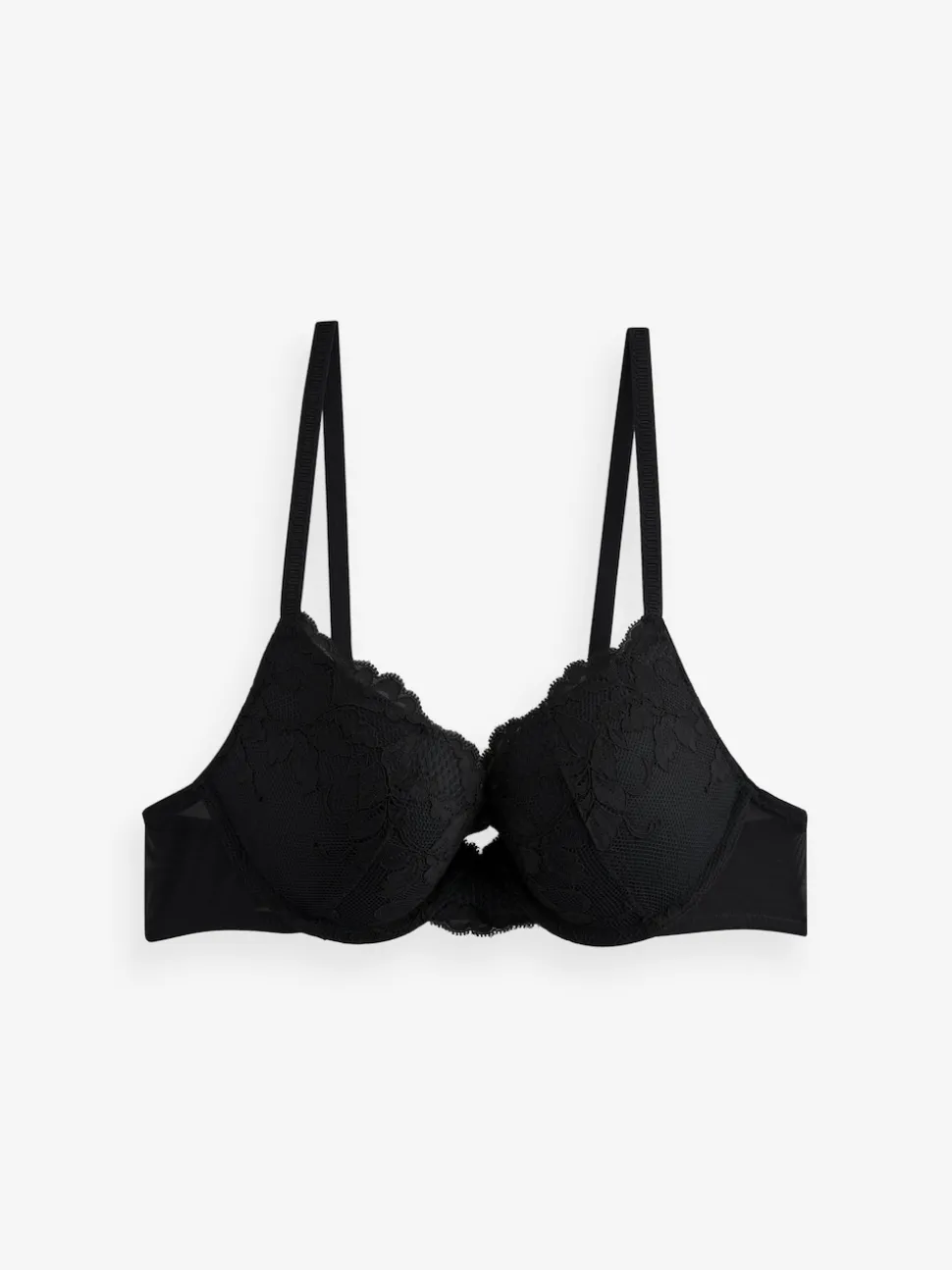 Black/White Push Up Plunge Lace Bras 2 Pack