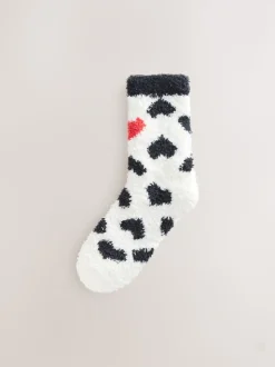 Black/White Red Hearts Cosy Ankle Socks 4 Pack