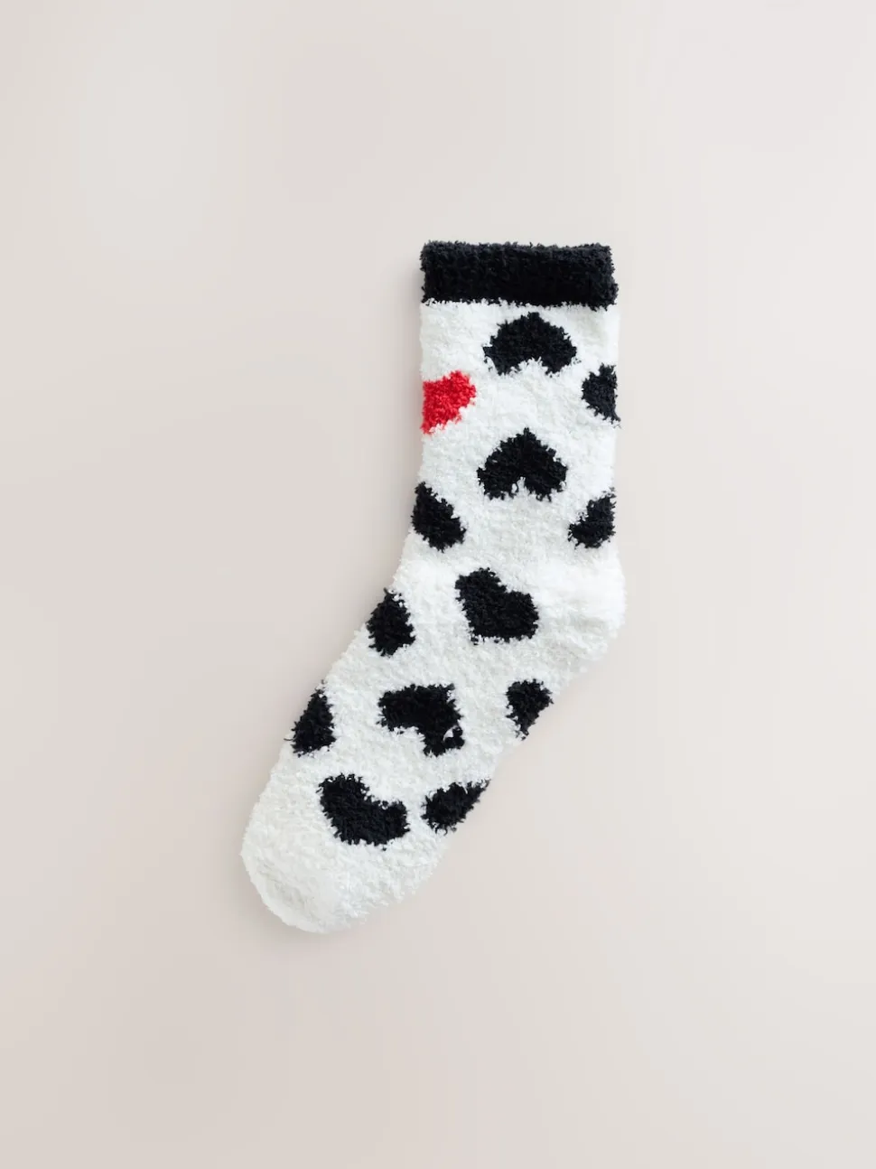 Black/White Red Hearts Cosy Ankle Socks 2 Pack