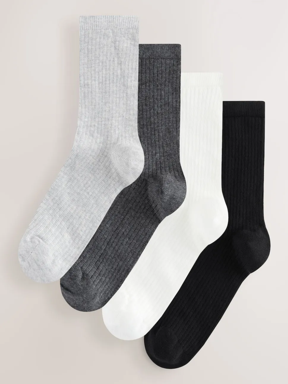Black/White Ribbed Ankle Socks 4 Pack