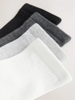 Black/White Ribbed Ankle Socks 4 Pack