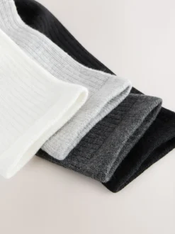 Black/White Ribbed Ankle Socks 4 Pack