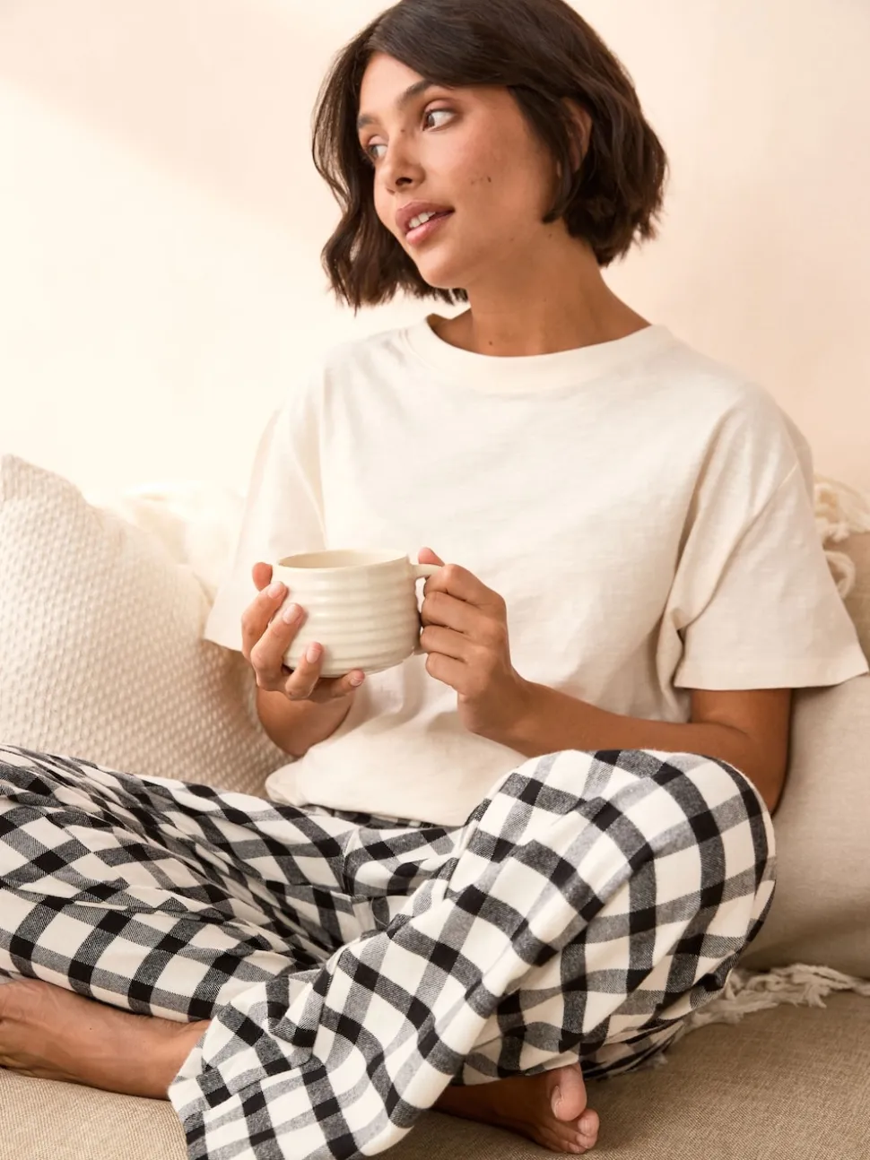 Black/White Short Sleeve 100% Cotton Pyjamas 2 Pack
