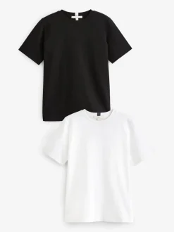 Black/White Short Sleeve Heavyweight T-Shirts 2 Pack