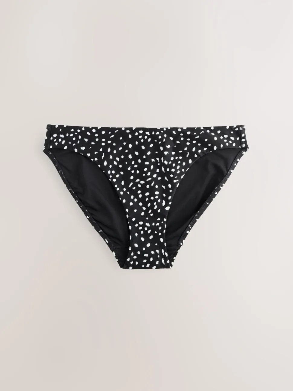 Black/White Spot High Leg Bikini Bottoms