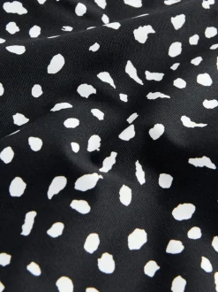 Black/White Spot High Leg Bikini Bottoms