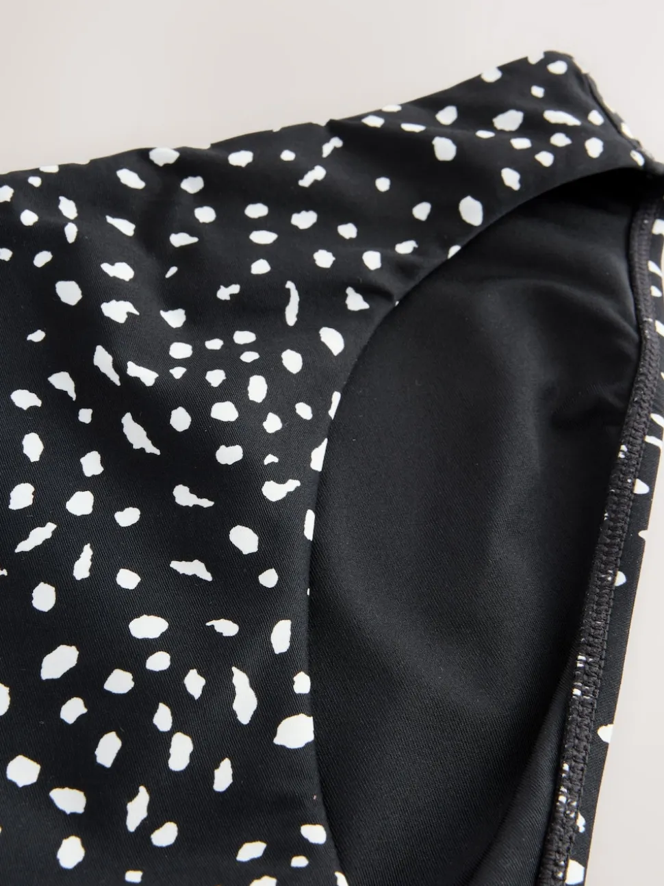 Black/White Spot High Leg Bikini Bottoms