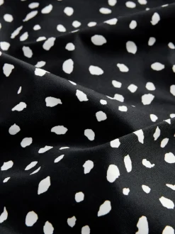Black/White Spot Ruched Side Tummy Shaping Control Swimsuit