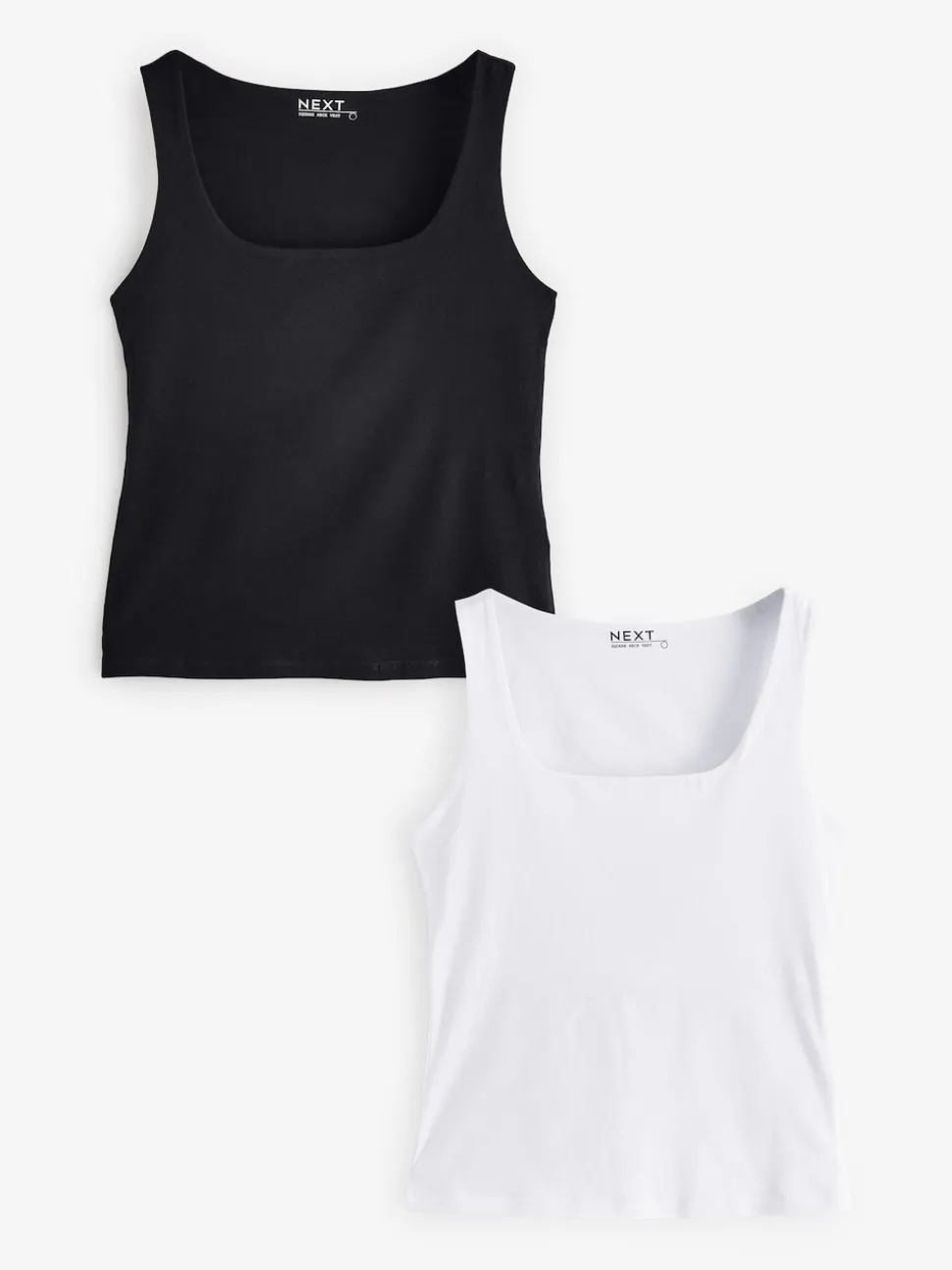 Black/White Square Neck Vest 2 Pack