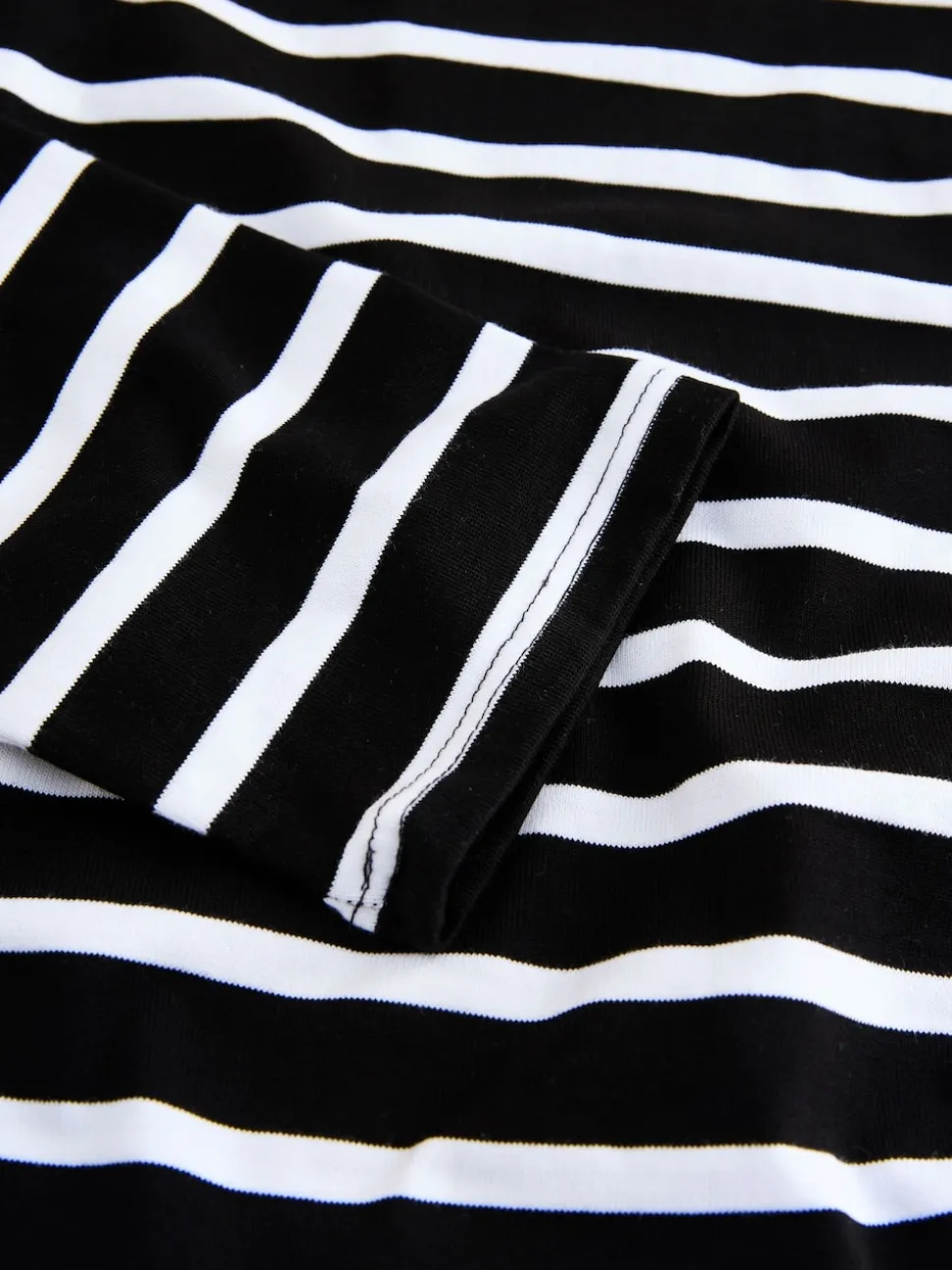 Black/White Stripe Long Sleeve Heavyweight Crew Neck T-Shirt