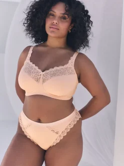Black/White Total Support Cotton & Lace Non Wire Bra 3 Pack