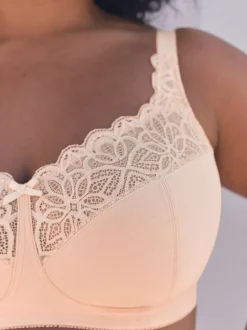 Black/White Total Support Cotton & Lace Non Wire Bra 3 Pack