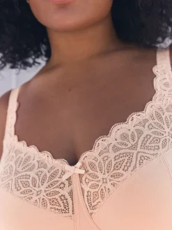 Black/White Total Support Cotton & Lace Non Wire Bra 3 Pack