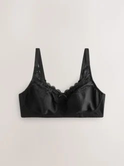 Black/White Total Support Cotton & Lace Non Wire Bra 3 Pack